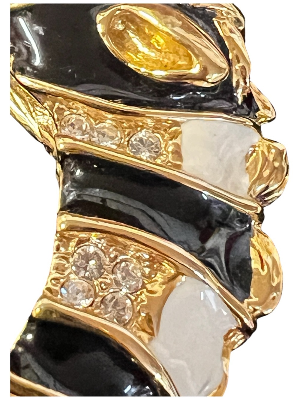 Vintage Kenneth Jay Lane Double Zebra Head Hinged Bangle Bracelet - Signed KJL - Picture 4 of 12